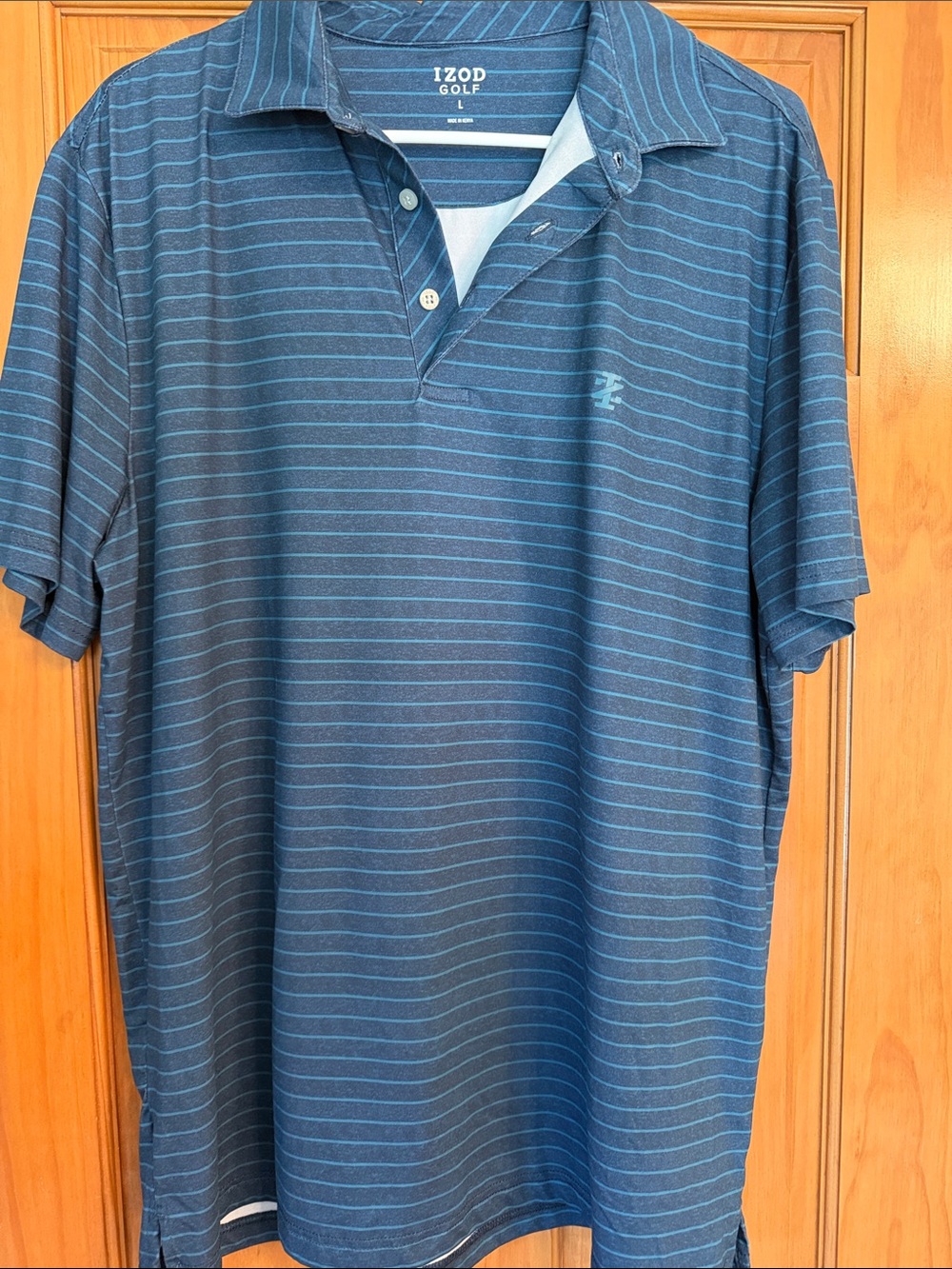 Izod Striped Navy and Light Blue Golf Polo